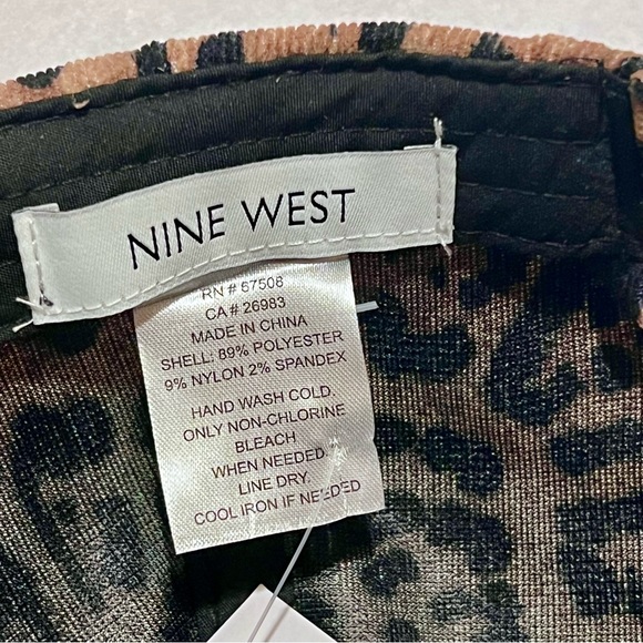 Nine West Leopard Corduroy Baseball Cap Hat Brown/Black - Picture 12 of 13